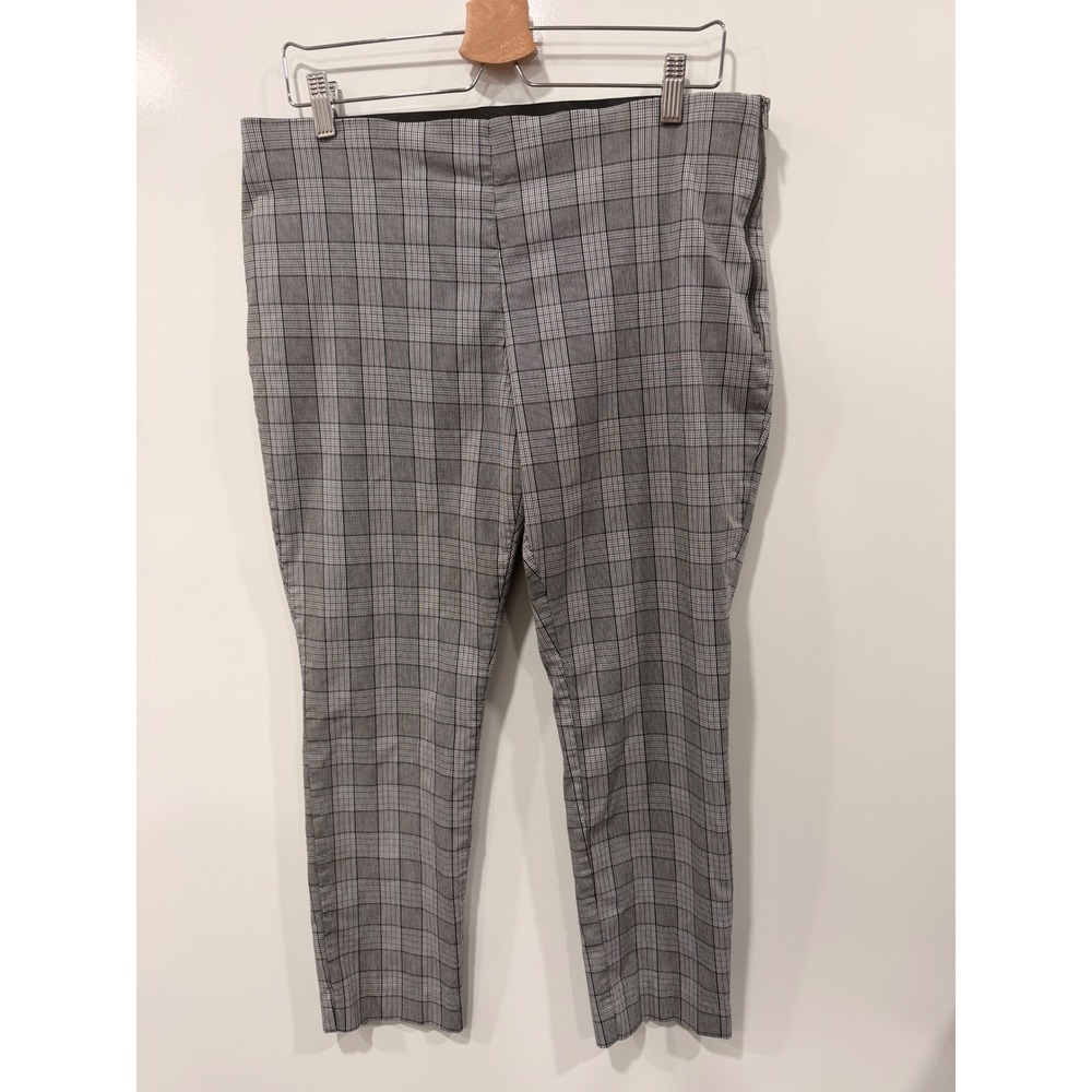 A New‎ Day Grey Glen Plaid Side Zip Skinny Ankle Pants Womens 16 Office Career